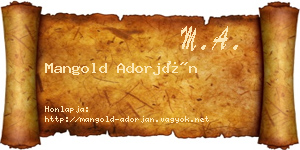 Mangold Adorján névjegykártya